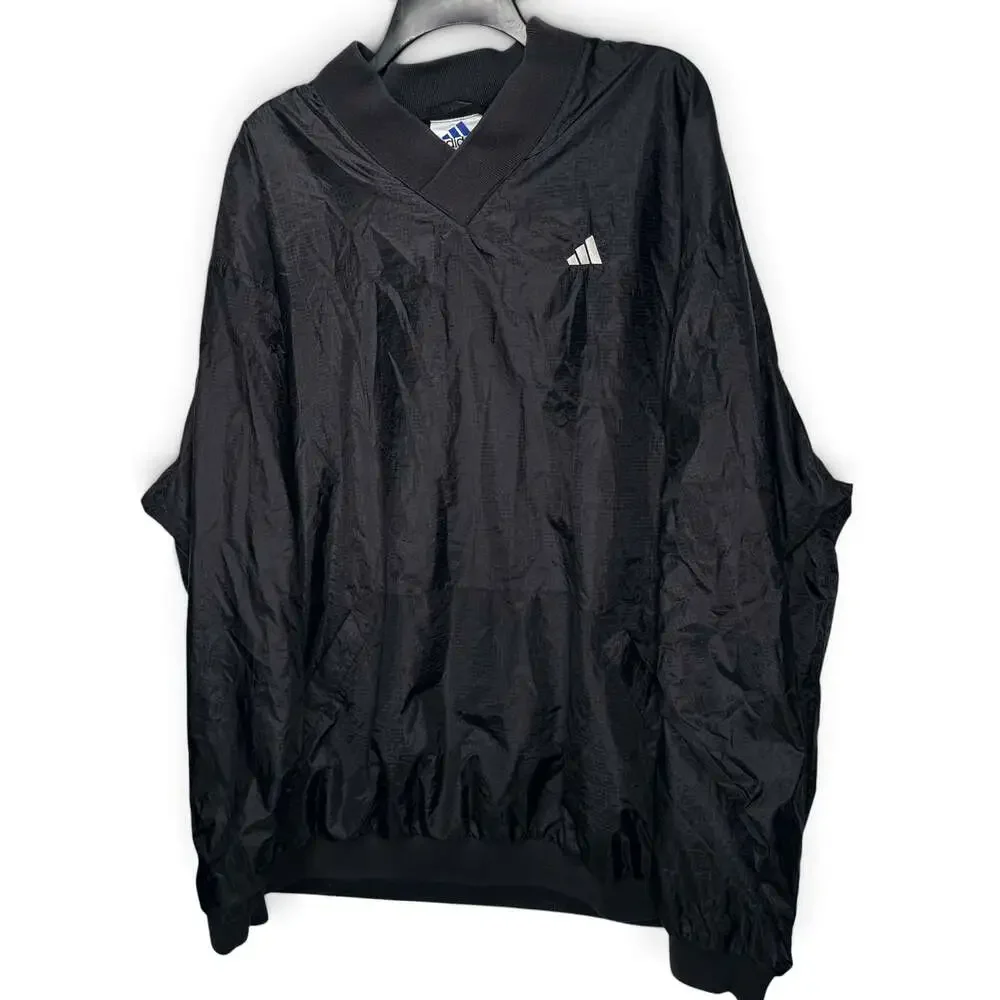 Vintage Adidas Windbreaker Mens XL 90s Black Ripstop Sweatshirt Athleisure Y2K
